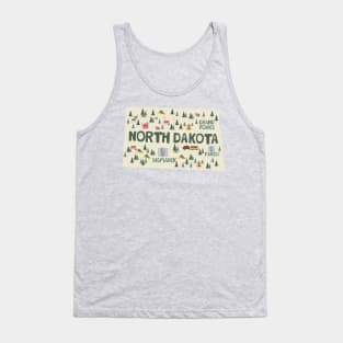 North Dakota Illustrated Map Tank Top